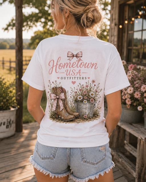 Vintage Cowgirl Boots & Wildflowers Graphic Tee
