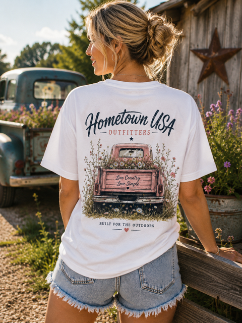 Live Country, Love Simple Vintage Truck Graphic Tee